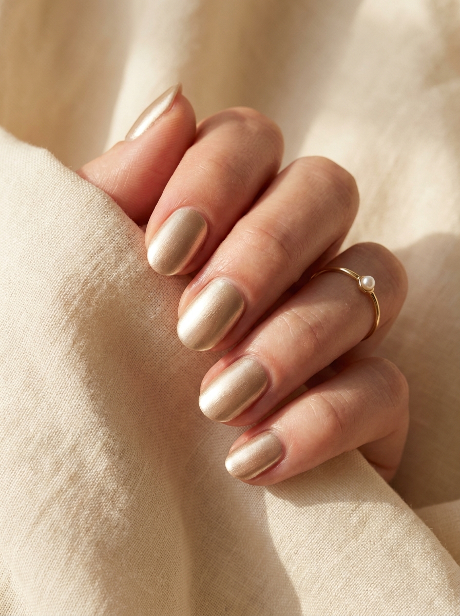 Champagne Gold als Herbst Nagelfarben Inspiration 2026